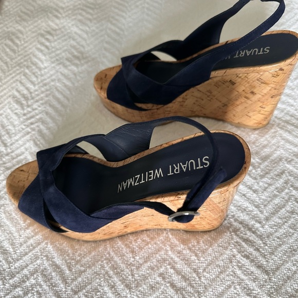 Stuart Weitzman Dark Blue Slingback Sandals - Picture 3 of 4